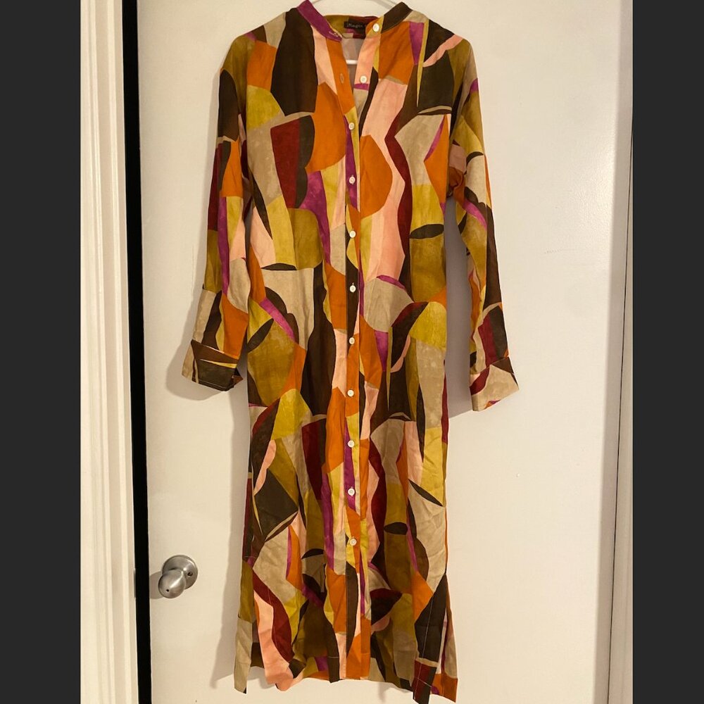 NWT J. McLaughlin Mallory Collarless Button-Front Belted Shirt Dress size XS